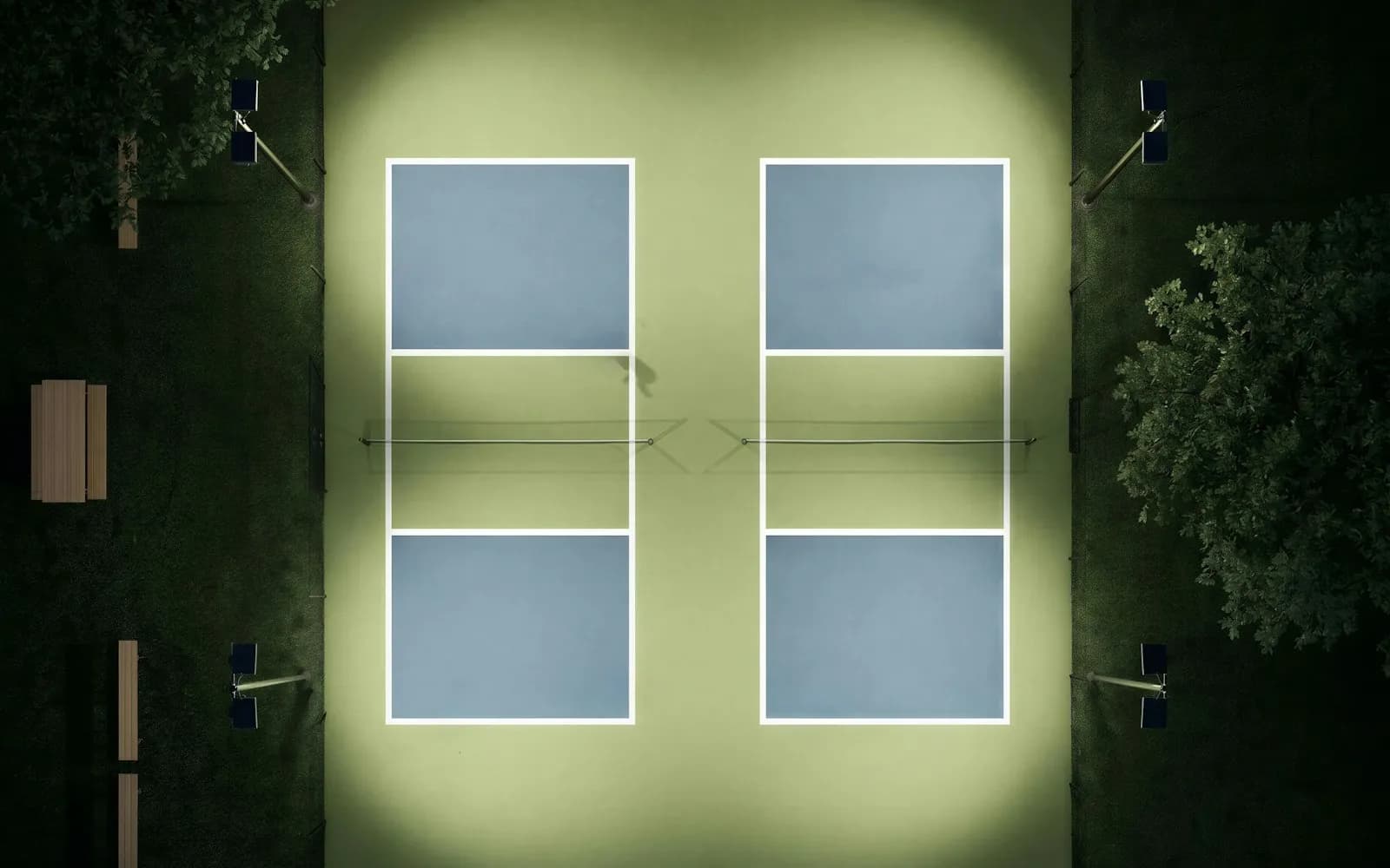 Outdoor pickleball courts seen from above